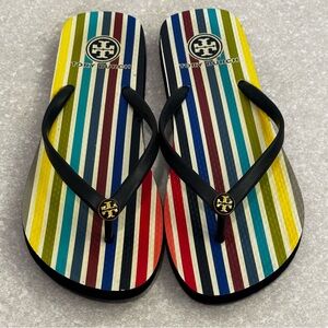 Tory Burch Multicolor Striped Flip Flop Sandals Sz 8